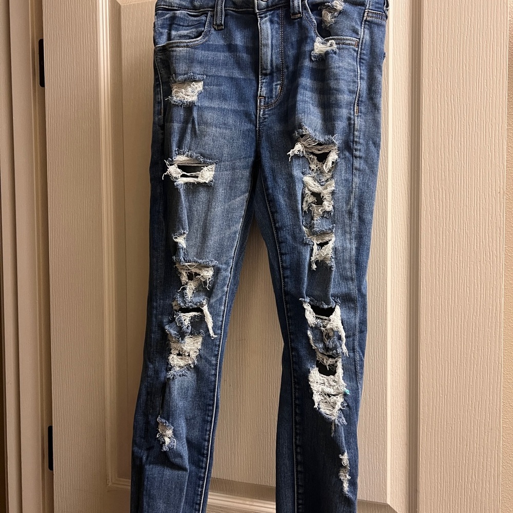 American Eagle Outfitters Ripped Blue Skinny Jeans